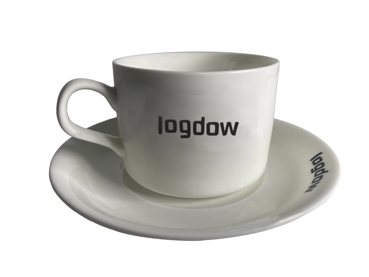 Logdow Coffee Tea Cup and Saucer, Ceramic White Cappuccino Cup
