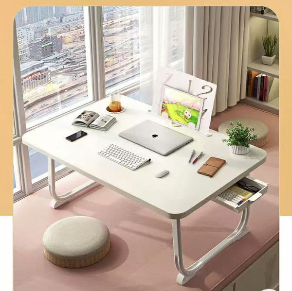 EDUJUAN  Table&desk FOR household ues. Portable&Foldable White wooden FOR Work and Learn