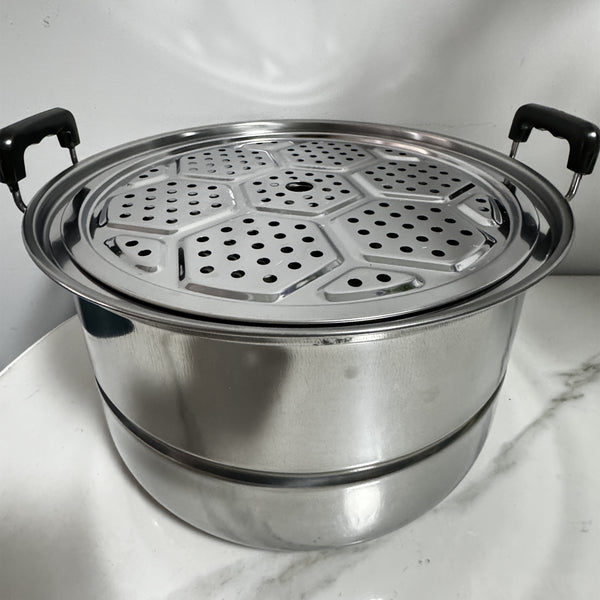 PoMuMOCic Pot-Stainless steel pot Household kitchen utensils For Stewed soup, steamed and cooked With steaming grid using in three layers. Large capacity for Multi person use