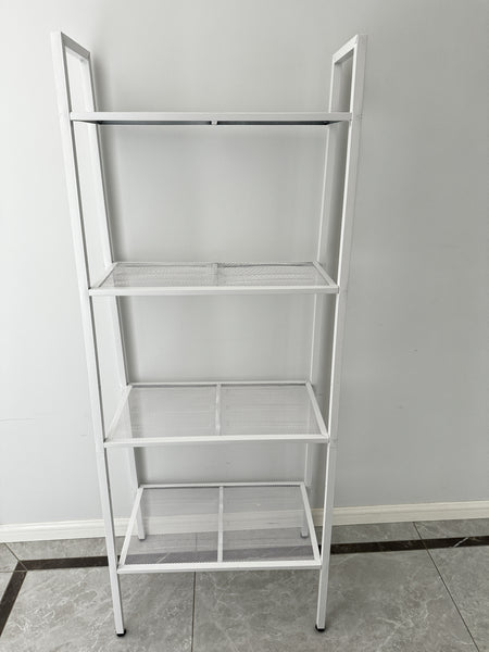 RSANDYT WHITE Four layer mesh Storage racks Display stands&Display racks&Floor standing bookshelf. Multi layer iron storage display. Household trapezoidal frame