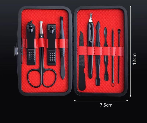 Poggyyi  Nail scissors  Nail clipper set（Black&Red）-Ten piece set