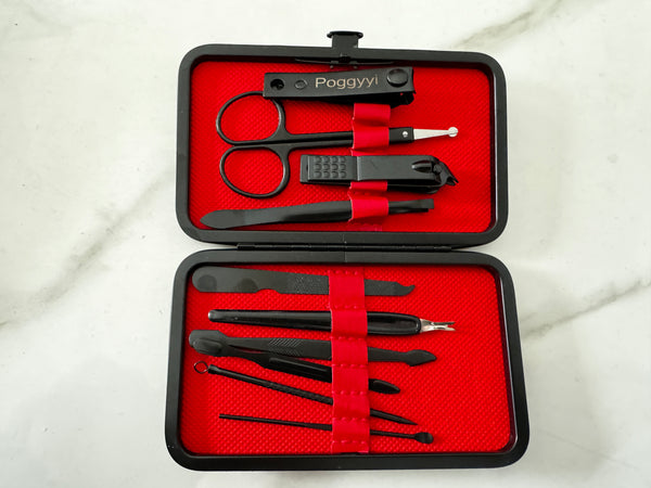 Poggyyi  Nail scissors  Nail clipper set（Black&Red）-Ten piece set