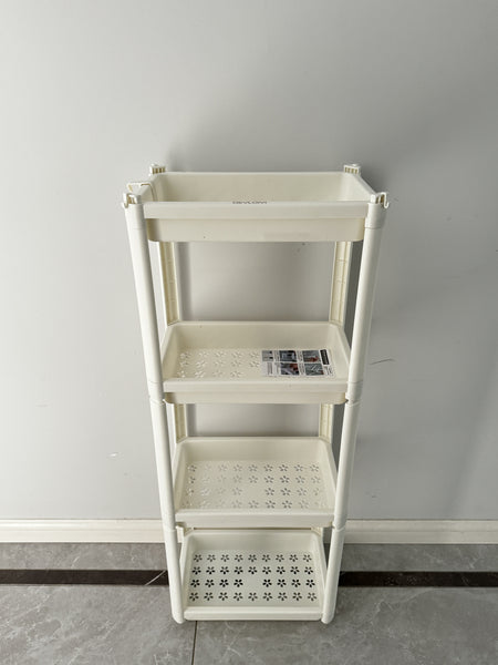 DEVLOIVI  Shelves for storage（White） Four layers Ground storage rack FOR Toilet, Kitchen, Home Use   Storage rack