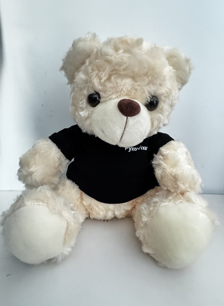 Pyxovixar Plush toys-Teddy Bear （White with black shirt）