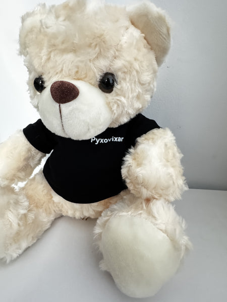 Pyxovixar Plush toys-Teddy Bear （White with black shirt）