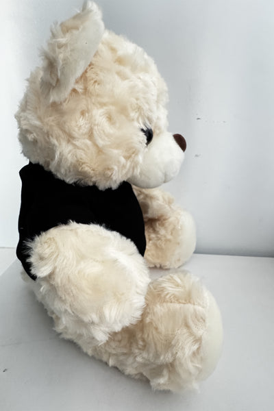 Pyxovixar Plush toys-Teddy Bear （White with black shirt）