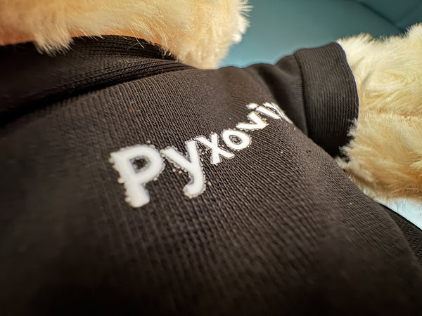 Pyxovixar Plush toys-Teddy Bear （White with black shirt）