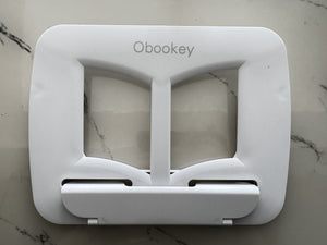 Obookey  Cookbook holders（WHITE，Book Stand for Reading, Portable Book Holder for Desk, Angle Adjustable Textbook Stand for Document Recipe, Cookbook, Music Book