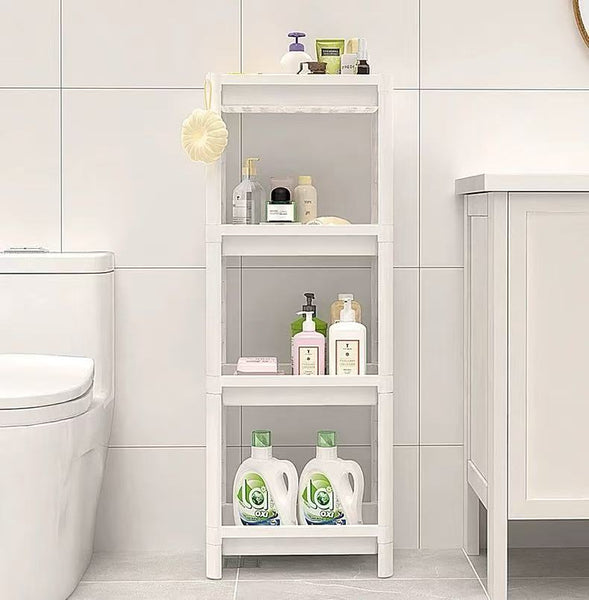 DEVLOIVI  Shelves for storage（White） Four layers Ground storage rack FOR Toilet, Kitchen, Home Use   Storage rack