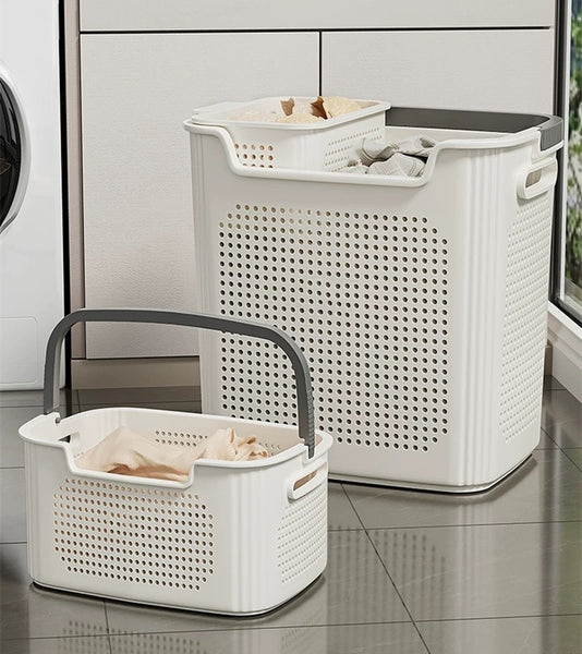 DECIT-GL  Laundry baskets（WHITE）Dirty clothes storage basket Large capacity ventilated with Plastic material