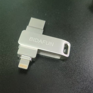 bidafun  Flash Drive Thumb Drive (Silver, 128GB) 3in1 High-Speed 3.0 USBdrive Compatible with iPhone type-c & Mac/iPad/PC : Stick Storage Externaldrive for Computer Photo Automatic Backup for Photos and Videos
