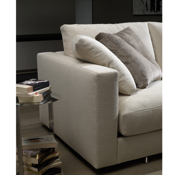 Modern Upholstered Sofa ,3-seat Sectional Corner Couch, Linen Fabric,  Milk White