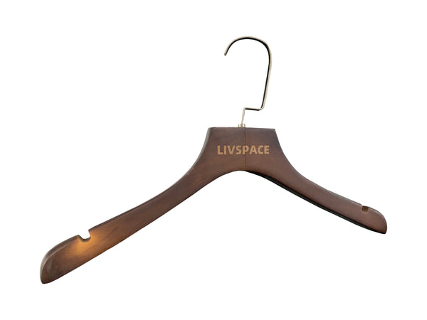 LIVSPACE Natural Wooden Coat Hangers, Non-Lacquer Hanger with Smooth Notches