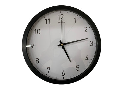Kathring Products Black Wall Clock Silent Non Ticking,12 Inch Quality Quartz Battery Operated Round Easy to Read Home/Office/Kitchen/Classroom/School Clock